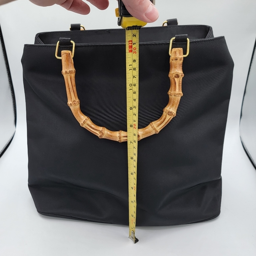 Black Tote Bag with Bamboo Handles #3064 - Picture 11 of 16